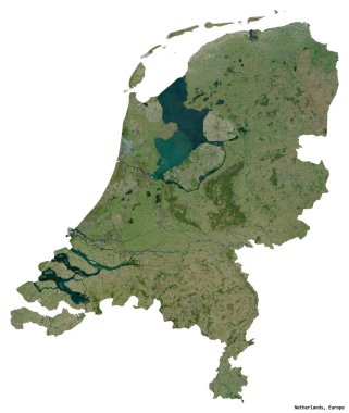 Beyaz arka planda sermayesi izole edilmiş Hollanda 'nın şekli. Uydu görüntüleri. 3B görüntüleme