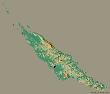 Yeni Kaledonya eyaleti Nord 'un şekli, başkenti katı renk arkaplanı ile izole edilmiştir. Topografik yardım haritası. 3B görüntüleme