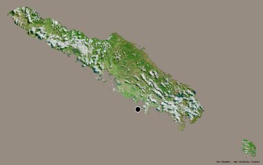 Yeni Kaledonya eyaleti Sud 'un şekli, başkenti katı renk arkaplanı ile izole edilmiştir. Uydu görüntüleri. 3B görüntüleme