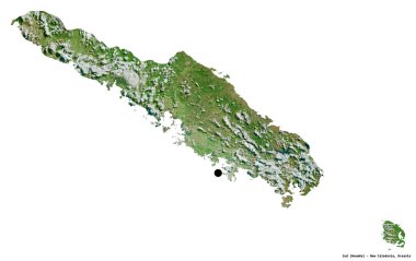 Yeni Kaledonya 'nın Sud eyaleti, başkenti beyaz arka planda izole edilmiştir. Uydu görüntüleri. 3B görüntüleme