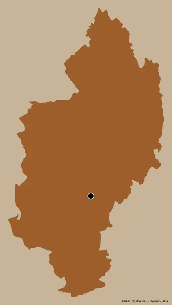 Форма Качін Штат Янма Своєю Столицею Ізольованою Суцільному Кольоровому Тлі — стокове фото