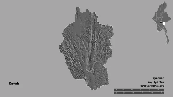 Forma Kayah Estado Myanmar Con Capital Aislada Sobre Fondo Sólido — Foto de Stock
