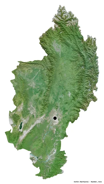 Forma Kachin Stato Del Myanmar Con Sua Capitale Isolata Sfondo — Foto Stock