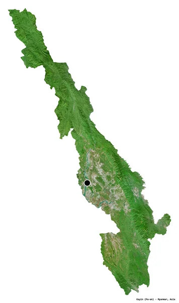 Vorm Van Kayin Staat Myanmar Met Hoofdstad Geïsoleerd Witte Achtergrond — Stockfoto