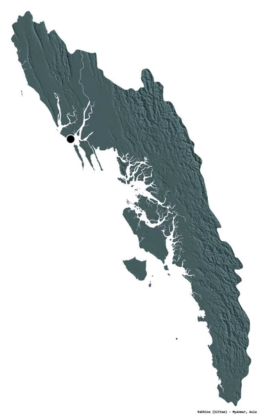 Forma Del Rakhine Stato Del Myanmar Con Sua Capitale Isolata — Foto Stock