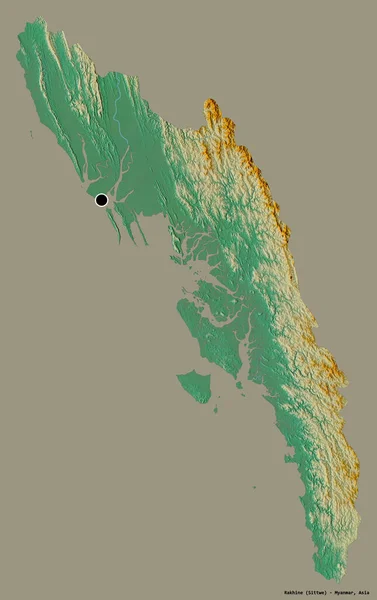 Form Rakhine Staten Myanmar Med Sin Kapital Isoleret Solid Farve - Stock-foto