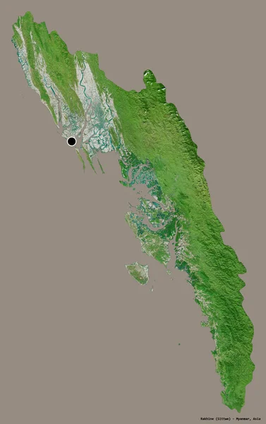 Gestalt Von Rakhine Staat Myanmar Mit Seiner Hauptstadt Isoliert Auf — Stockfoto