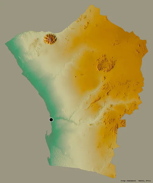 Forma Erongo Región Namibia Con Capital Aislada Sobre Fondo Color — Foto de Stock