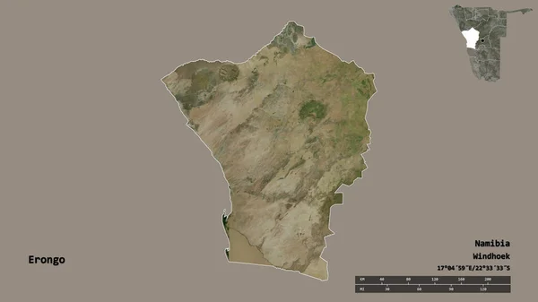 Форма Эронго Региона Намибии Столицей Изолированной Твёрдом Фоне Дистанционный Масштаб — стоковое фото