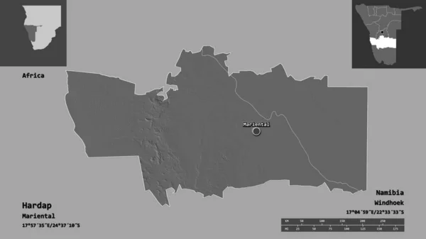 Shape Hardap Región Namibia Capital Escala Distancia Vistas Previas Etiquetas — Foto de Stock