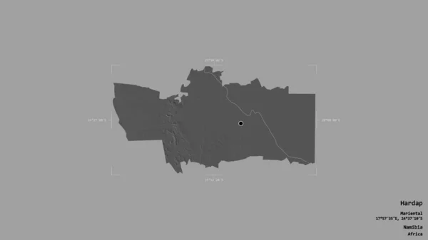纳米比亚地区哈达普的一个地区 在一个地理参考方块中被隔离在坚实的背景下 Bilevel高程图 3D渲染 — 图库照片