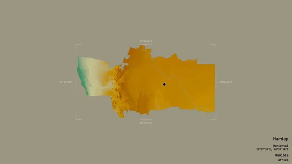 Area Hardap Regionen Namibia Isolerad Solid Bakgrund Georefererad Avgränsningsbox Etiketter — Stockfoto