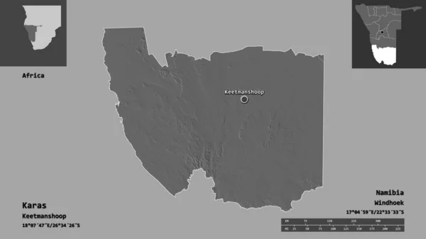 Forma Karas Región Namibia Capital Escala Distancia Vistas Previas Etiquetas — Foto de Stock