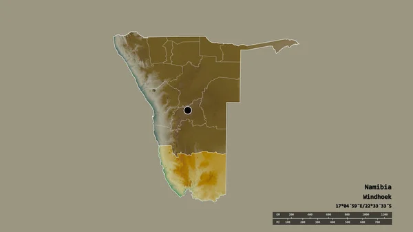 Afgebroken Vorm Van Namibië Met Haar Hoofdstad Belangrijkste Regionale Divisie — Stockfoto