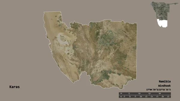 Форма Караса Региона Намибии Столицей Изолированной Твёрдом Фоне Дистанционный Масштаб — стоковое фото