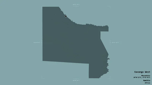 Oblast Kavango West Oblast Namibie Izolovaná Pevném Pozadí Georeferencované Hraniční — Stock fotografie