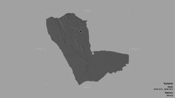 Area Kunene Region Namibia Isolated Solid Background Georeferenced Bounding Box — Stock Photo, Image