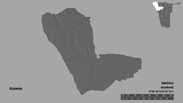 Forma Kunene Región Namibia Con Capital Aislada Sobre Fondo Sólido —  Fotos de Stock