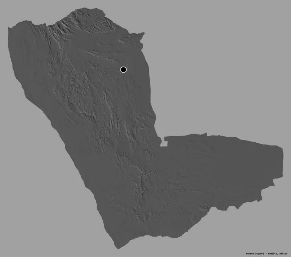ナミビア地方のクネネの形で その首都はしっかりとした色背景に隔離されています 標高マップ 3Dレンダリング — ストック写真