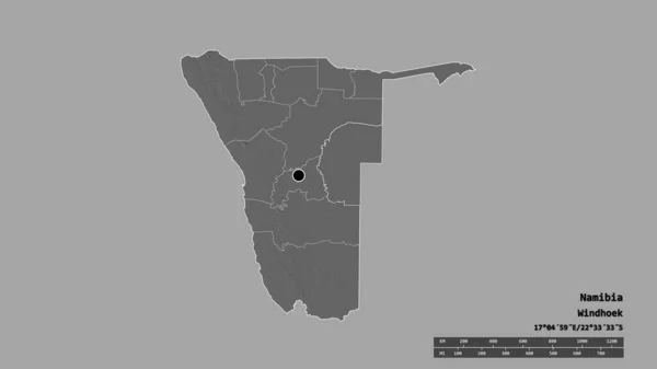 Обесцвеченная Форма Намибии Столицей Главным Региональным Отделением Отделенным Районом Омахеке — стоковое фото