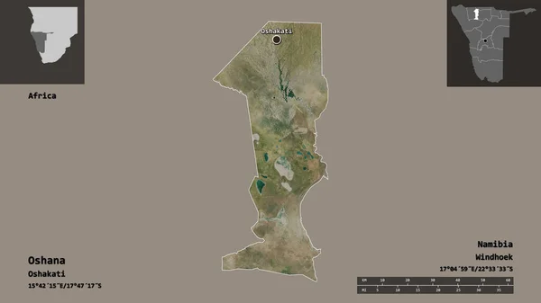 Tvar Ošany Oblasti Namibie Jejího Hlavního Města Měřítko Vzdálenosti Náhledy — Stock fotografie