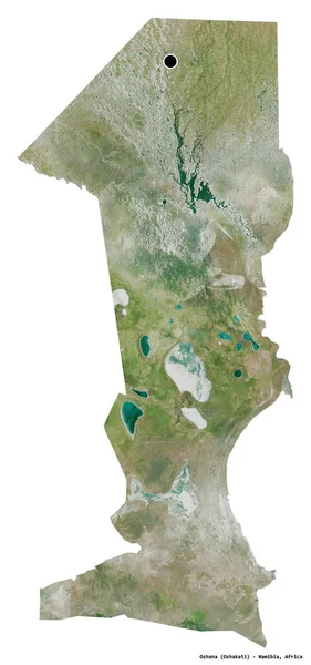 纳米比亚Oshana地区的形状 其首都被白色背景隔离 卫星图像 3D渲染 — 图库照片