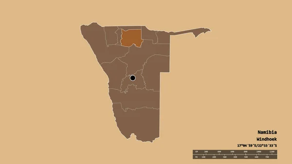Обесцвеченная Форма Намибии Столицей Главным Региональным Разделением Отделенным Районом Ошикото — стоковое фото