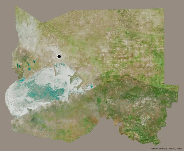 ナミビアの地域である小塩島の形は その資本がしっかりとした色の背景に隔離されています 衛星画像 3Dレンダリング — ストック写真