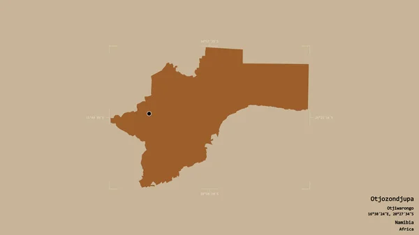 Area Otjozondjupa Region Namibia Isolated Solid Background Georeferenced Bounding Box — Stock Photo, Image