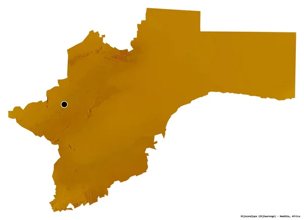 Kształt Otjozondjupa Regionu Namibii Jego Kapitału Izolowane Białym Tle Mapa — Zdjęcie stockowe