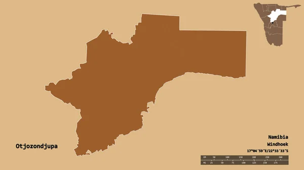 Forme Otjozondjupa Région Namibie Avec Capitale Isolée Sur Fond Solide — Photo