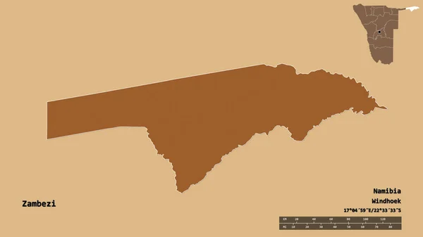 Форма Замбези Регион Намибии Столицей Изолированной Прочном Фоне Дистанционный Масштаб — стоковое фото