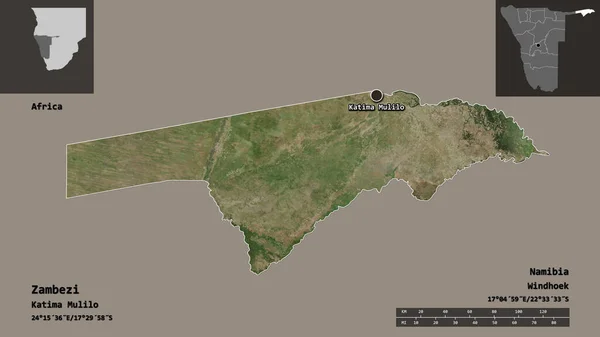 Shape Sambesi Region Von Namibia Und Seine Hauptstadt Entfernungsskala Vorschau — Stockfoto