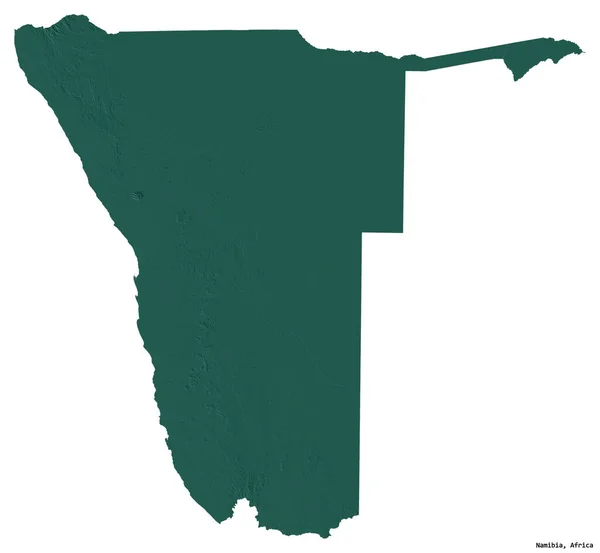 Forma Namibia Con Capital Aislada Sobre Fondo Blanco Mapa Elevación — Foto de Stock