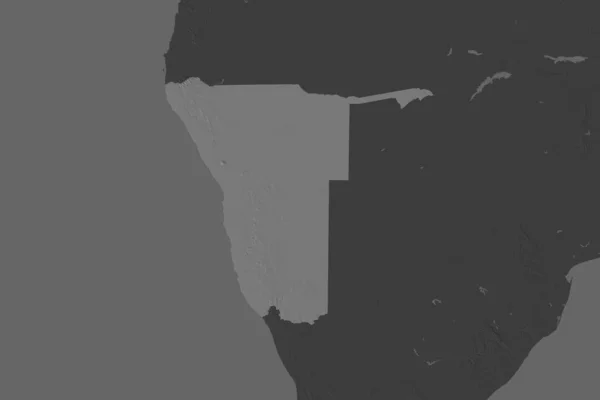 Kształt Namibii Oddzielony Desaturacją Sąsiednich Obszarów Dwupoziomowa Mapa Wysokości Renderowanie — Zdjęcie stockowe