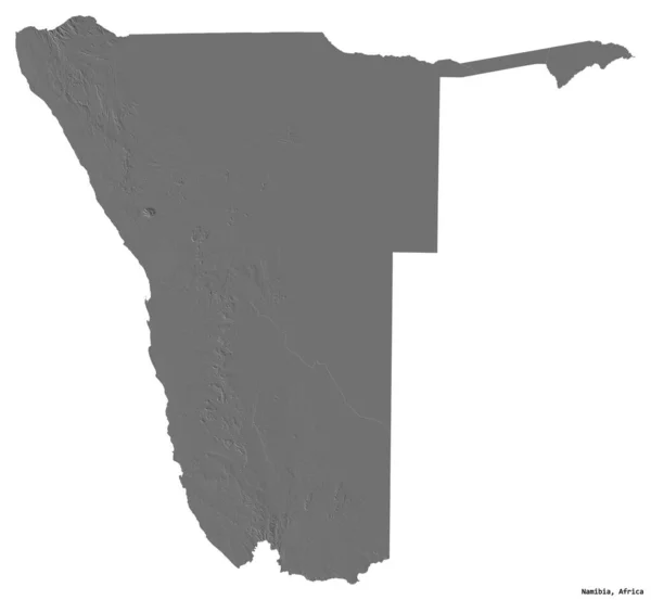 Forma Namíbia Com Sua Capital Isolada Fundo Branco Mapa Elevação — Fotografia de Stock