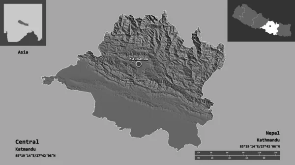 Shape Central Die Entwicklungsregion Nepals Und Seine Hauptstadt Entfernungsskala Vorschau — Stockfoto