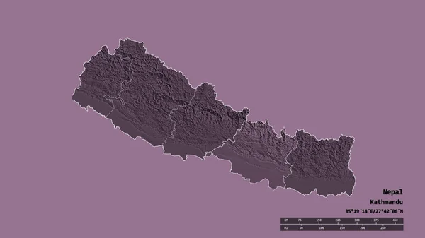 Спустошена Форма Непалу Столицею Основним Регіональним Поділом Відокремленою Центральною Територією — стокове фото