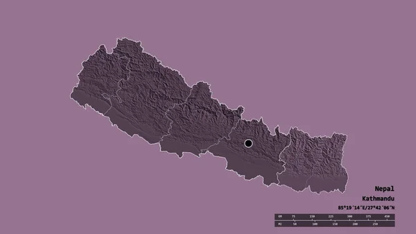 Forma Desolata Del Nepal Con Sua Capitale Principale Divisione Regionale — Foto Stock
