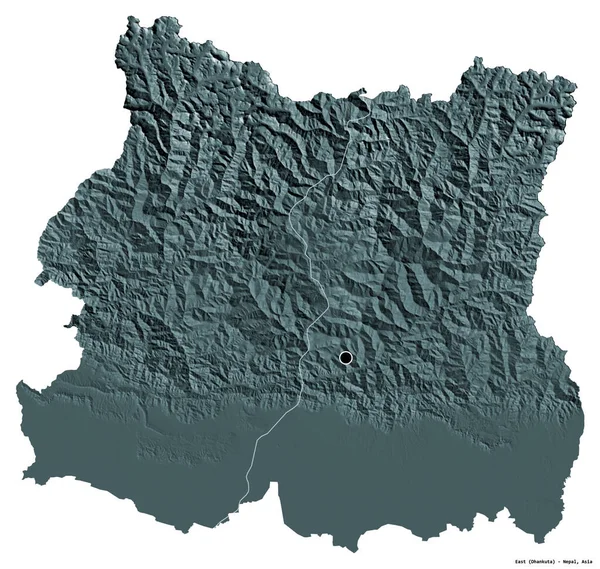 東の形 ネパールの開発地域 その資本は白い背景に隔離されています 色の標高マップ 3Dレンダリング — ストック写真