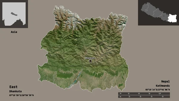 Tvar Východu Rozvojového Regionu Nepál Jeho Hlavního Města Měřítko Vzdálenosti — Stock fotografie