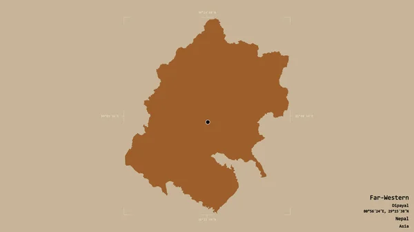 Obszar Dalekowschodni Region Rozwoju Nepalu Odizolowany Solidnym Tle Georeferencyjnej Skrzynce — Zdjęcie stockowe