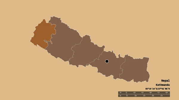 Обесцвеченная Форма Непала Столицей Главным Региональным Отделением Отделенной Дальнезападной Территорией — стоковое фото
