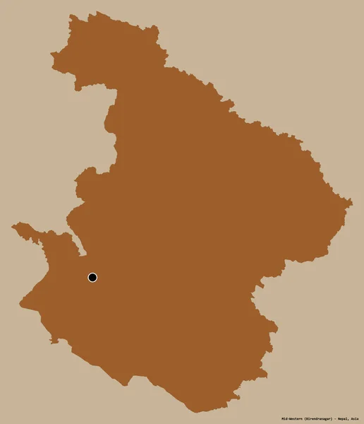 Форма Среднезападного Развивающегося Региона Непала Столицей Изолированной Твёрдом Цветном Фоне — стоковое фото