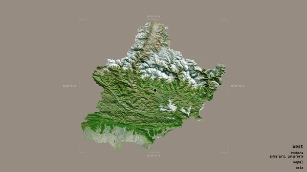 Obszar Zachodu Region Rozwoju Nepalu Odizolowany Solidnym Tle Georeferencyjnym Polu — Zdjęcie stockowe