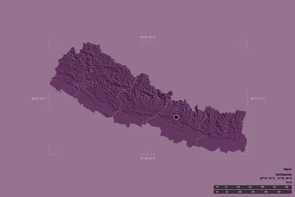 Zona Nepal Aislada Sobre Fondo Sólido Una Caja Delimitadora Georeferenciada —  Fotos de Stock