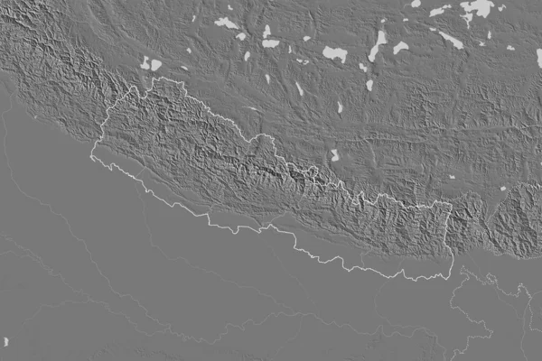 Розширена Територія Непалу Обрисами Країни Міжнародними Регіональними Кордонами Білевелівська Карта — стокове фото