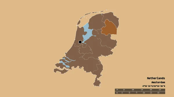 Vyprahlý Nizozemský Tvar Hlavním Městem Hlavní Regionální Divizí Oddělenou Oblastí — Stock fotografie