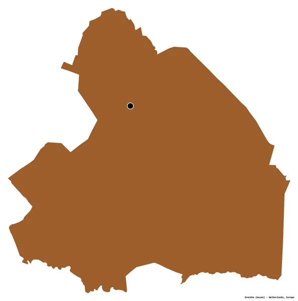 荷兰德伦特省的形状 其首都被白色背景隔离 图形纹理的组成 3D渲染 — 图库照片