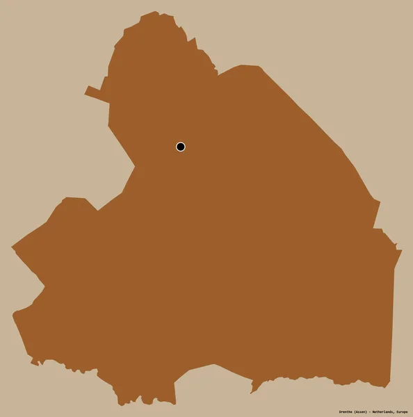 Form Drenthe Provinsen Nederländerna Med Sin Huvudstad Isolerad Solid Färg — Stockfoto
